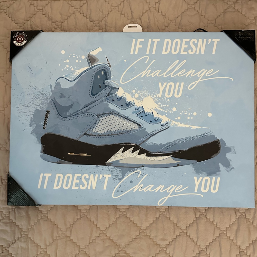 Blue Sneaker Wall Art Print - Motivational Design
